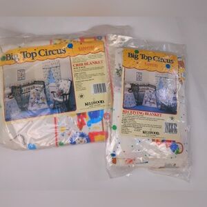 Big Top Circus Cotton Crib Blanket And Receiving Set NOS Circus Theme Kids